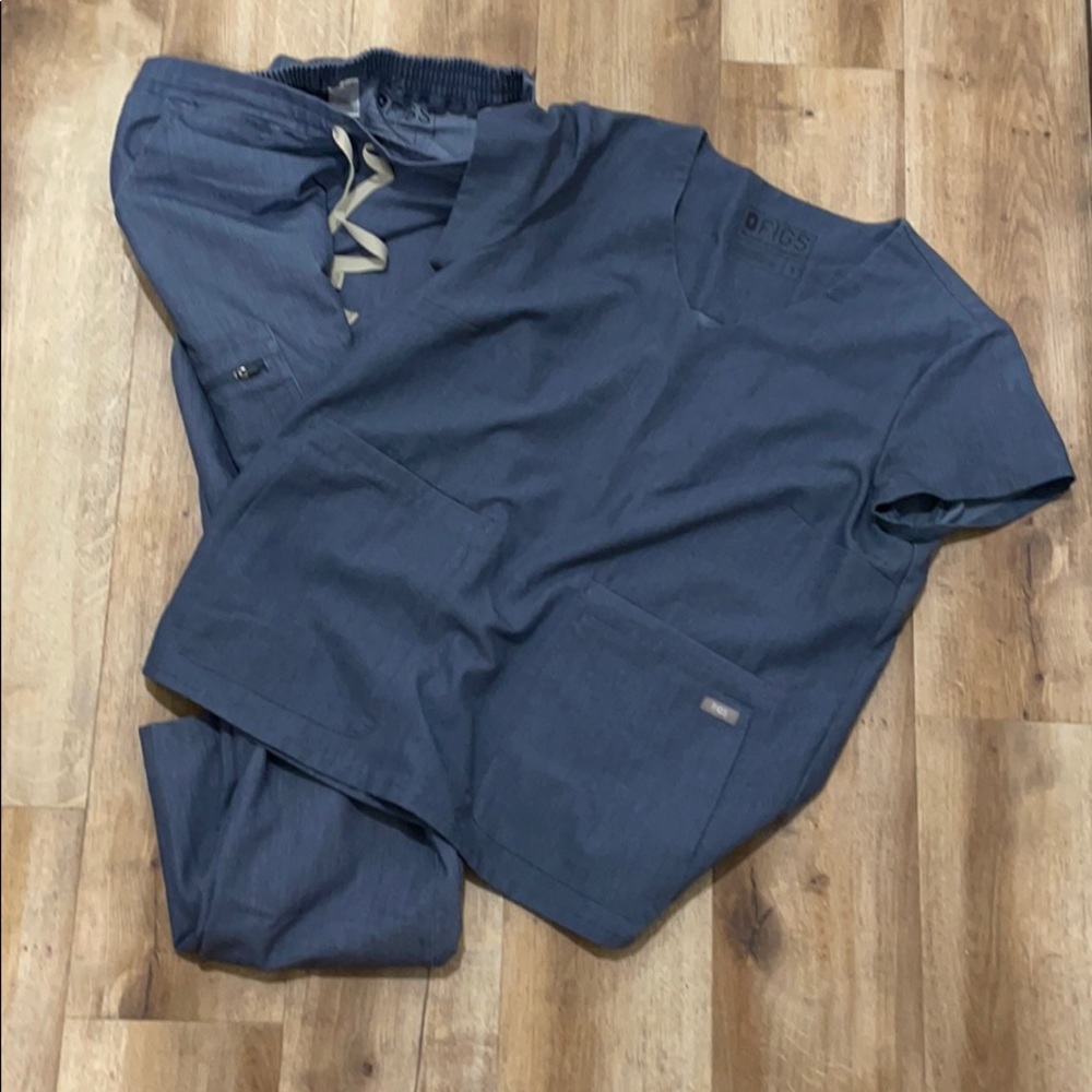 Figs heather denim set-small